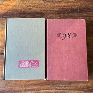 Lot of 2 Vintage John Steinbeck Hardcover Books: Grapes of Wrath + Short Novels